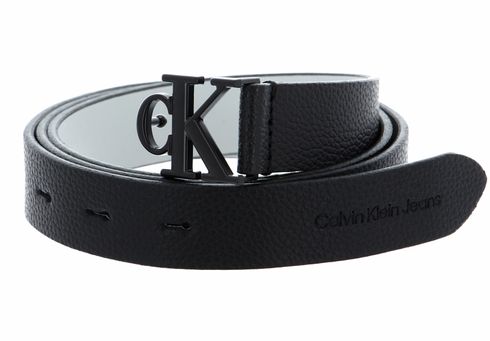 Calvin Klein Mono Hardware Leather Belt 25MM W85 Black