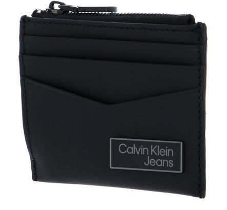 Calvin Klein CKJ Logo Plaque ID Cardholder With Zip Black