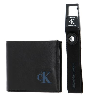 Calvin Klein CKJ SLG Giftpack Bifold W / Coin + Carabiner Keyfob Black