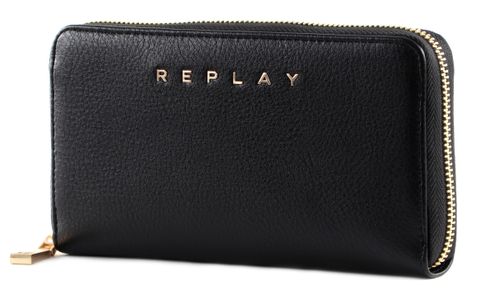 REPLAY Zip Around Wallet Black