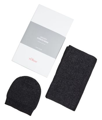 s.Oliver Beanie + Scarf Set Black