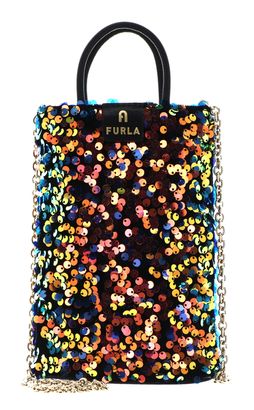 FURLA Tessuto Paillettes Camelia Vertical Crossbody Toni Nero