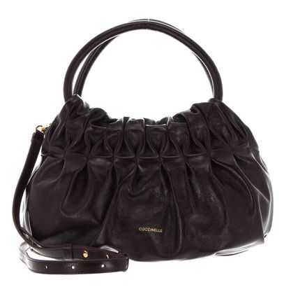 COCCINELLE Croisette Rock Handbag Craquele Leather Darkbrown