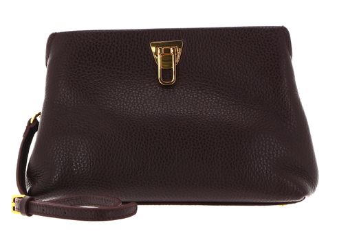 COCCINELLE Beat Clutch Handbag Grained Leather Darkbrown