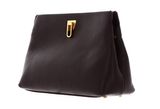 COCCINELLE Beat Clutch Handbag Grained Leather Darkbrown