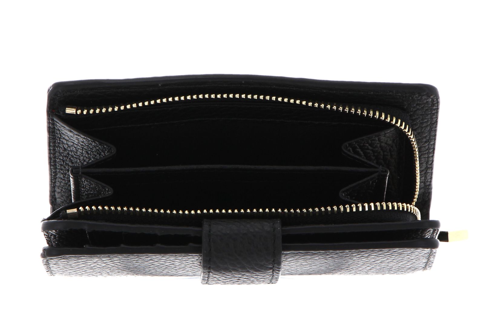 COCCINELLE Metallic Soft Mini Wallet Grained Leather Noir COCCINELLE Metallic Soft Mini Wallet Grained Leather Noir