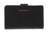 COCCINELLE Metallic Soft Mini Wallet Grained Leather Noir