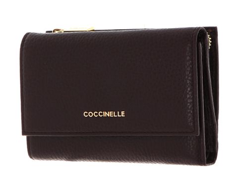 COCCINELLE Metallic Soft Wallet Grainy Leather Darkbrown
