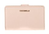 COCCINELLE Metallic Soft Mini Wallet Grained Leather Creamy Pink