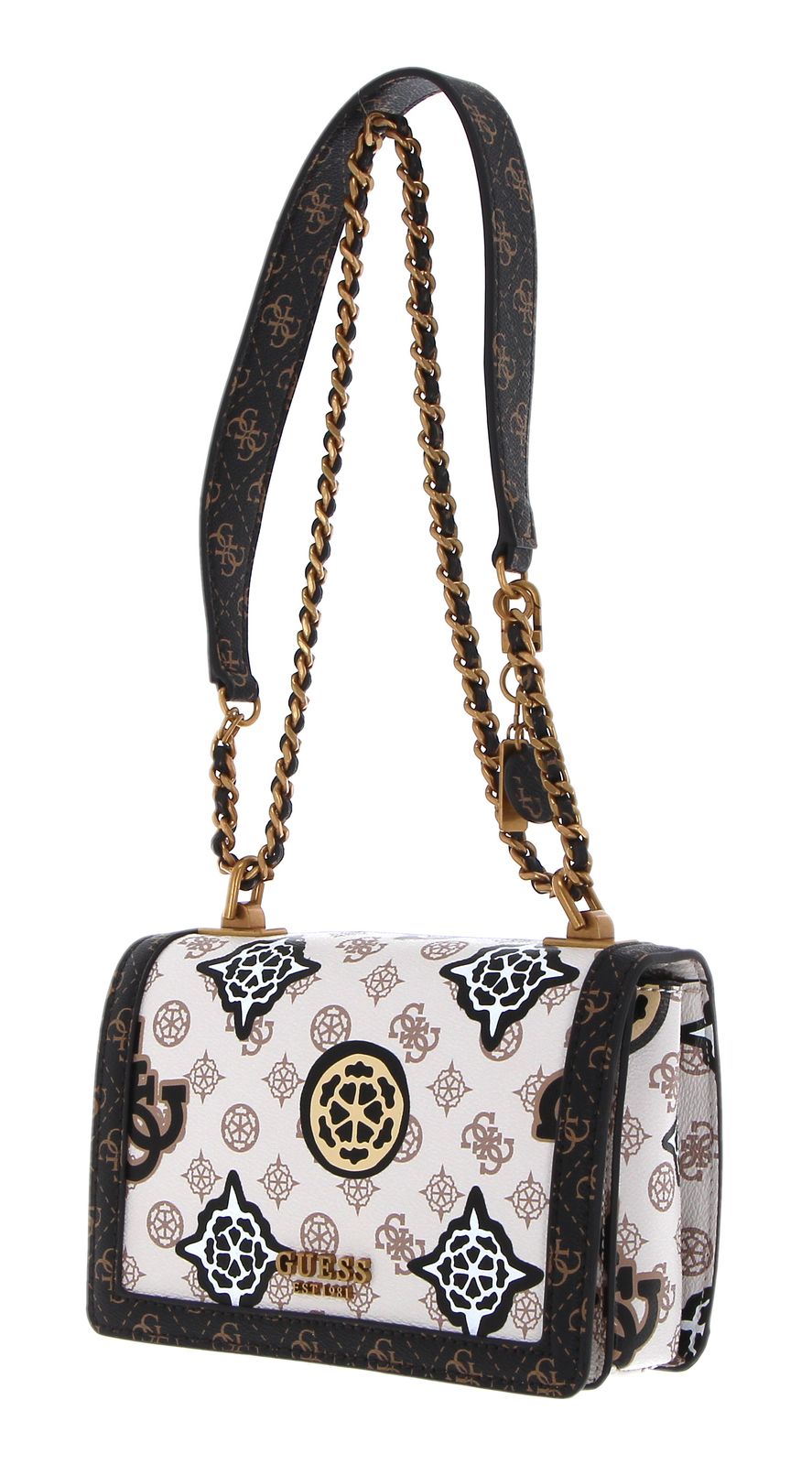 GUESS Abey Convertible Crossbody Flap Cream Logo Multi GUESS Abey Convertible Crossbody Flap Cream Logo Multi