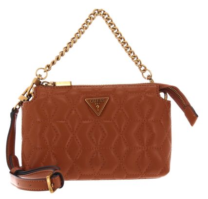 GUESS Elenia Mini Crossbody Top Zip Cognac