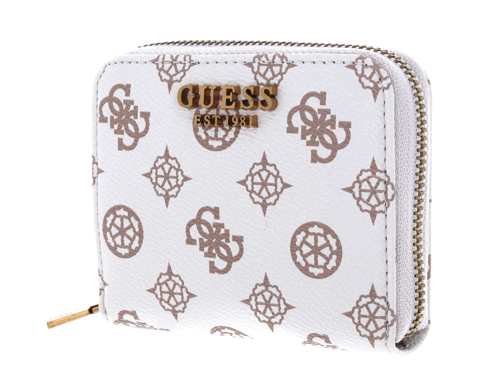 GUESS Portafoglio Medio Nelka SLG Zip Around, Colore Cream Logo (Beige/Marrone/Rosso/Avorio), 100% Poliuretano, Dimensioni 14x9x2.5 Cm - 3