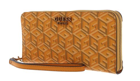 GUESS Laurel SLG Zip Around Wallet L Yellow Logo