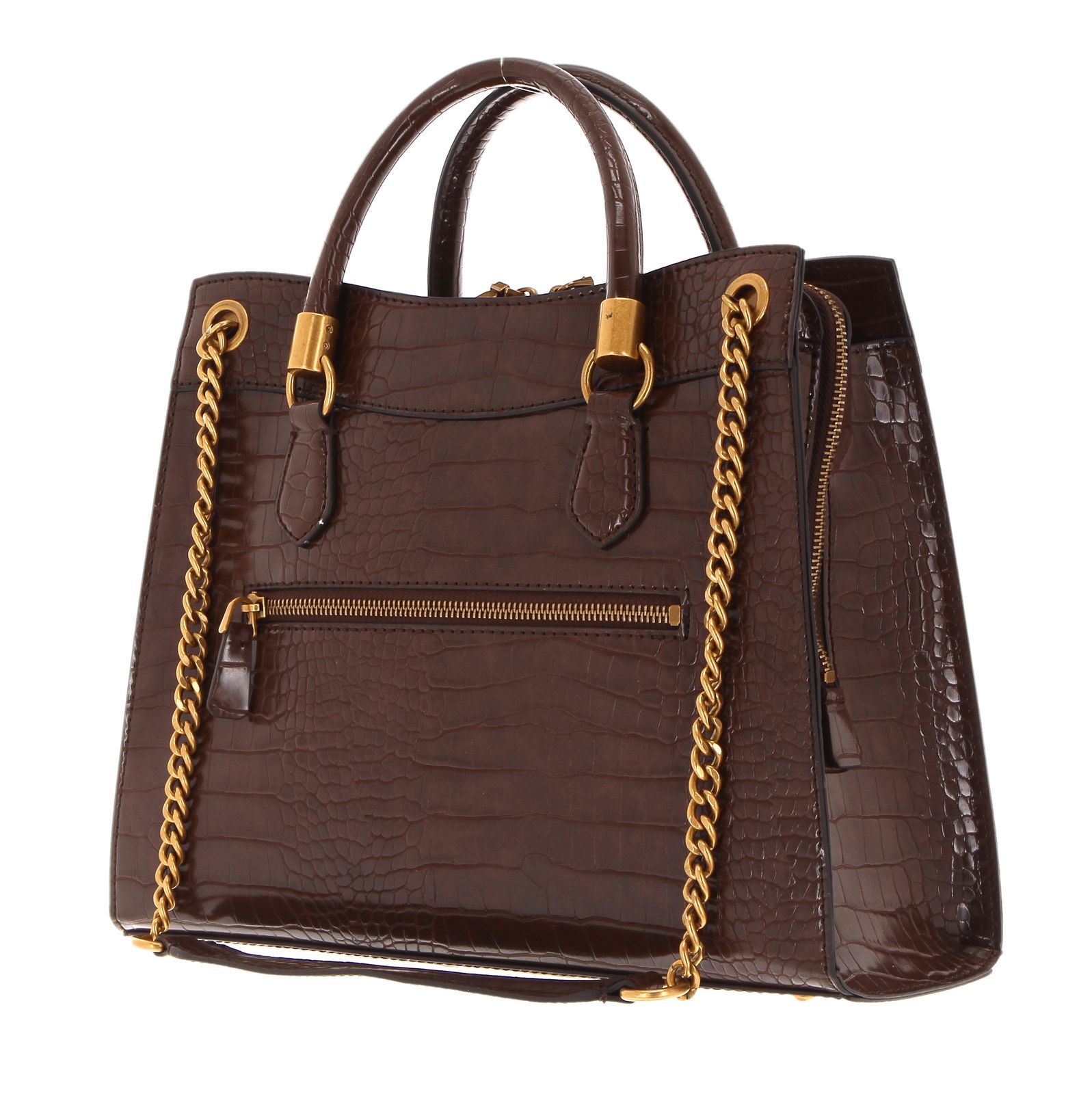 GUESS shoulder bag Nell Croc Girlfriend Satchel Brown | Buy bags 