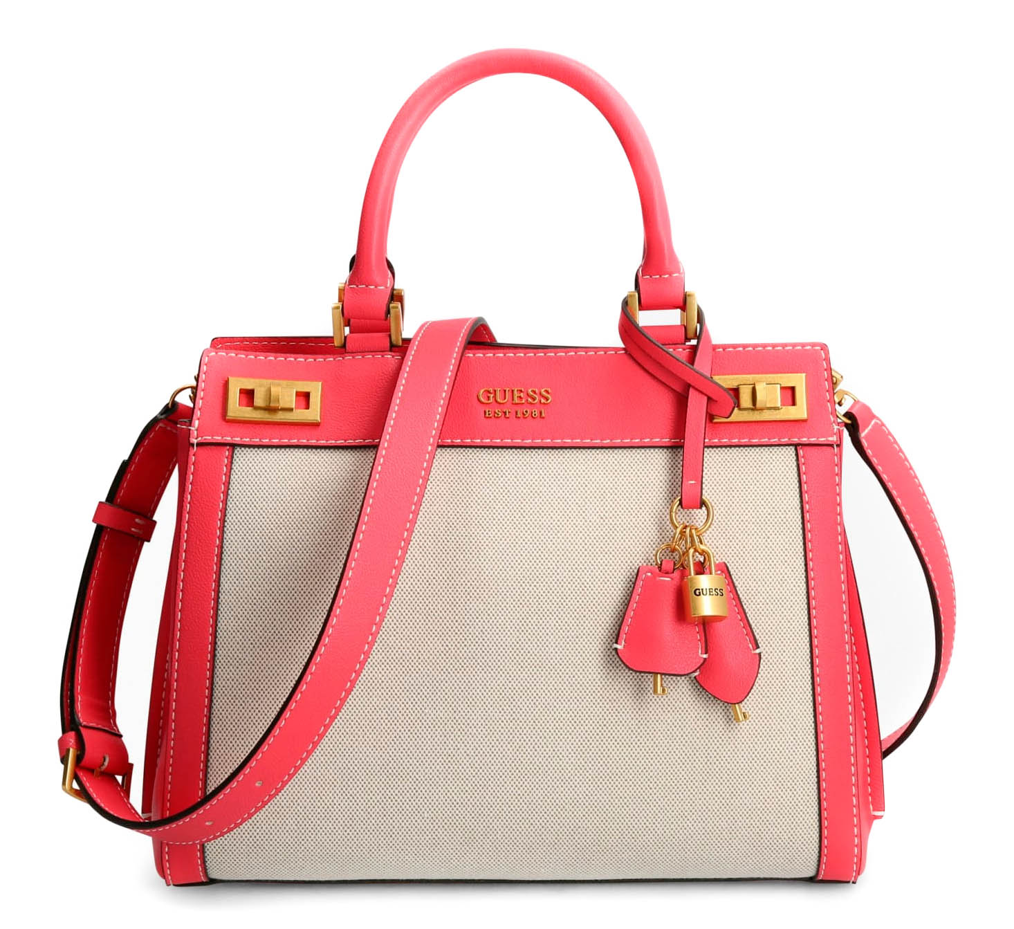 GUESS cross body bag Katey Luxury Satchel Natural / Camelia, Buy bags,  purses & accessories online