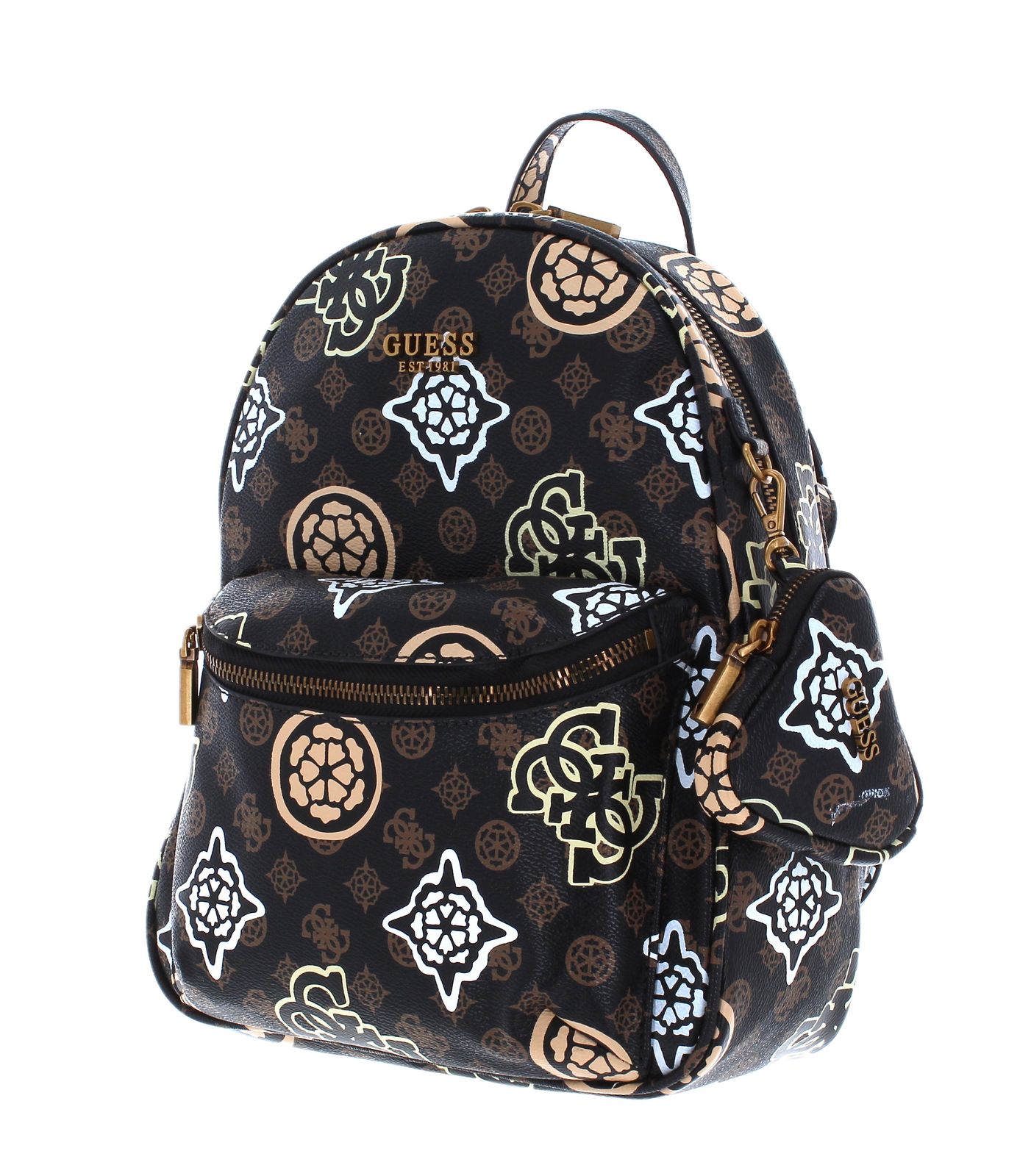 GUESS House Party Backpack Brown Logo Multi GUESS House Party Backpack Brown Logo Multi