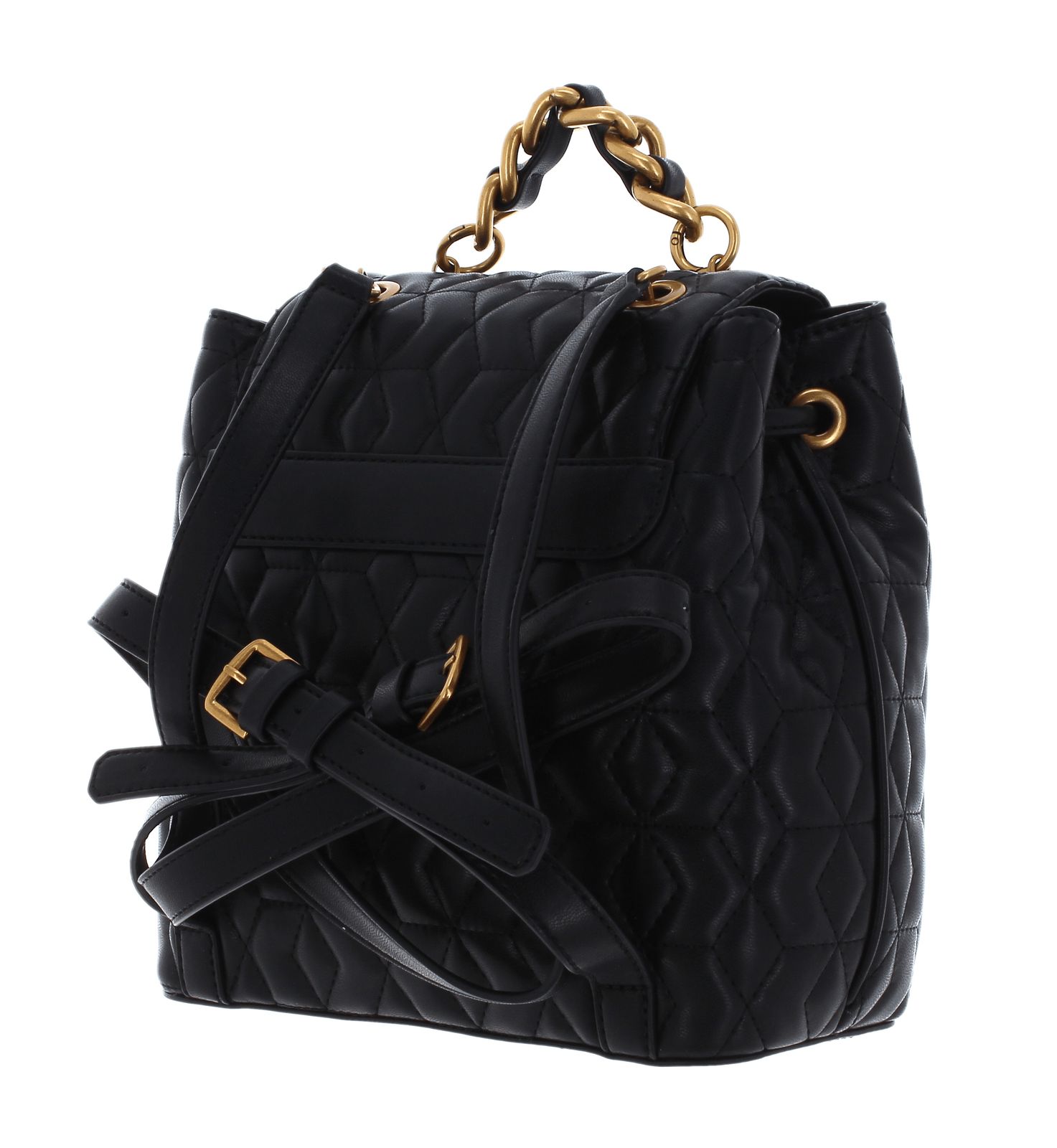 Guess GIULLY COMP COVERTIBLE FLAP - Sac à main - black/gold/noir