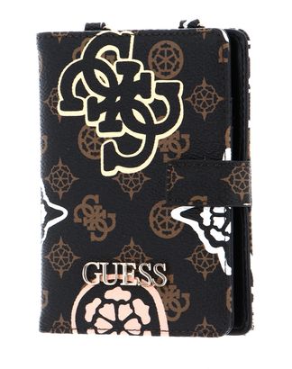 GUESS House Party Passport Case Brown Logo Multi