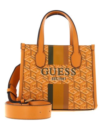 GUESS Silvana Two Compartment Mini Tote Yellow Logo