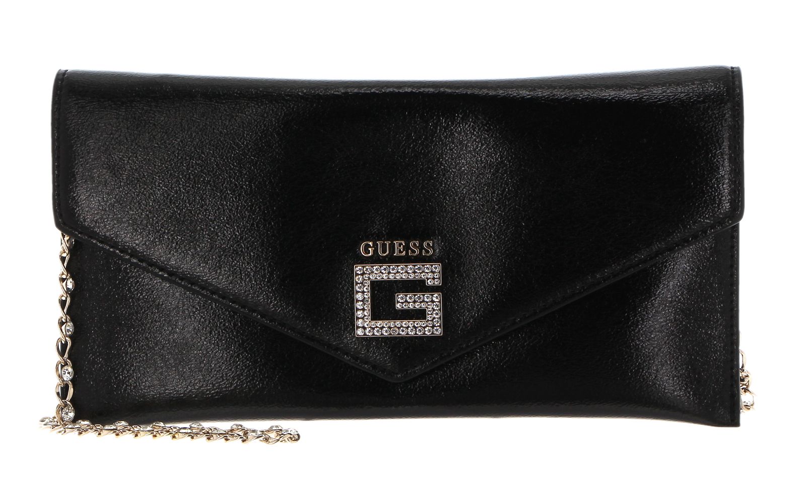 Pochette GUESS Zalina Mini Flap En Maille Strass - Noir - Avec Bandoulière - 21x13x2,5 Cm