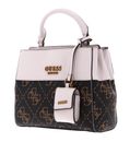 GUESS Double Compartment Satchel S Brown Logo / Stone