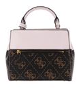 GUESS Double Compartment Satchel S Brown Logo / Stone