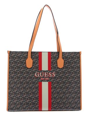 GUESS Silvana Girlfriend Tote Black Logo / Cognac