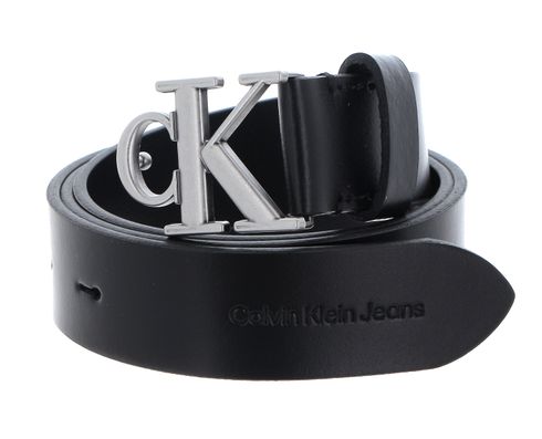 Calvin Klein CKJ Monogram Seasonal Mono Hardware Leather Belt 30MM W120 Black