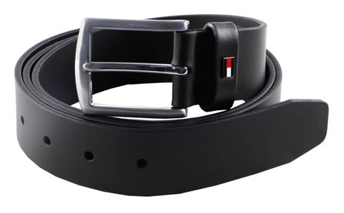 TOMMY HILFIGER Denton Leather Belt 3.5 W105 Black