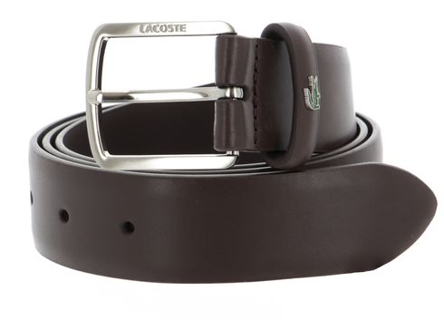 LACOSTE Elegance 35 Raw Edges Stitched Belt W85 Dark Brown