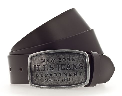 H.I.S 40mm Leather Belt W100 Dark Brown