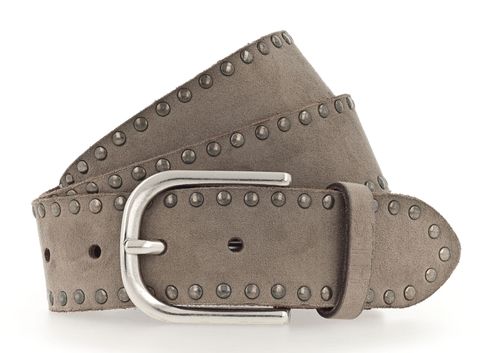 H.I.S 40mm Velour Leather Belt W100 Taupe