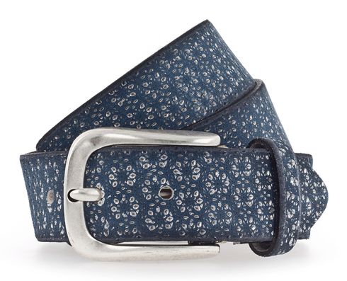 b.belt Tessa Gold Ledergürtel W90 Navy / Silver metallic