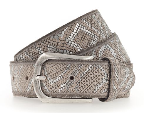 b.belt Ledergürtel Animal W105 Vanille+Silbermetallic