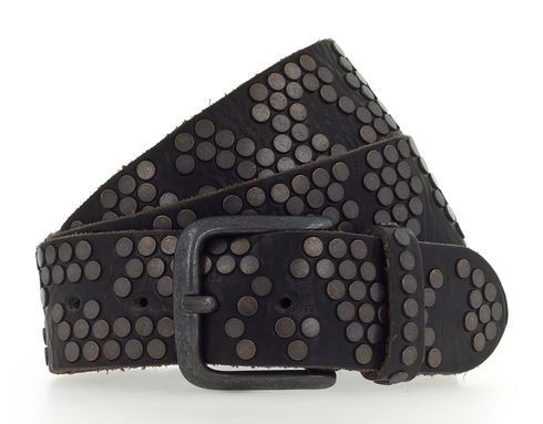 b.belt 40 mm Full Leather Belt With Mixed Rivets W110 Black