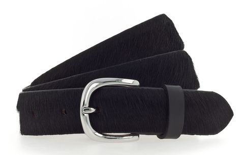 Vanzetti Animal Scouting 30mm Cambered Cow Fur Leather Belt W85 Black - kürzbar