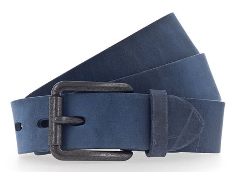 Vanzetti Denim Love 40mm Full Leather Belt W95 Dark Jeans Blue - kürzbar