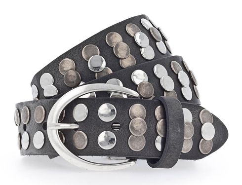 Vanzetti Hollywood Boulevard 35mm Full Leather Belt W85 Steel Grey