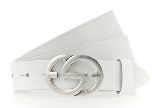 Vanzetti Full Leather Buckel Belt W75 White