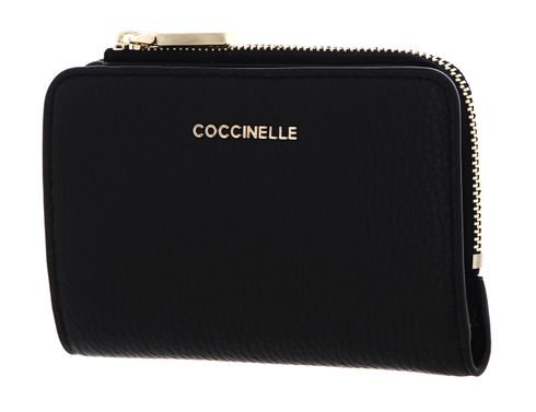 COCCINELLE Metallic Soft Wallet Grained Leather Noir