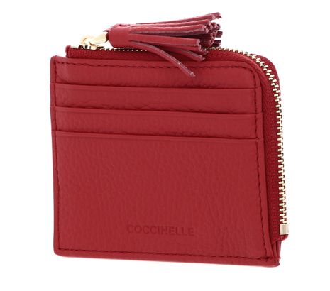 COCCINELLE Tassel Credit Card Holder Cranberry