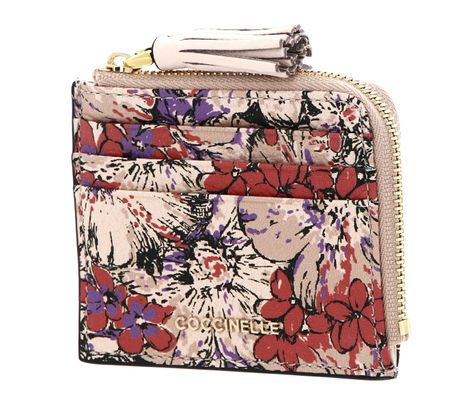 COCCINELLE Tassel Flower Print Credit Card Holder Mul. Crea. P / Cr. P