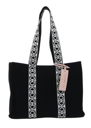 COCCINELLE Never Without Bag Ribbon Handbag Canvas Fabric Noir