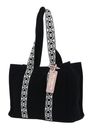 COCCINELLE Never Without Bag Ribbon Handbag Canvas Fabric Noir