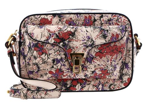 COCCINELLE Beat Flower Pr Handbag Printed Grained Leather Mul. Creamy Pink