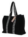 COCCINELLE Never Without Bag Ribbon Handbag Canvas Fabric Noir