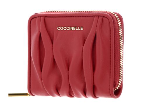 COCCINELLE Metallic Goodie Wallet Smooth Calf Leather Soft Cranberry