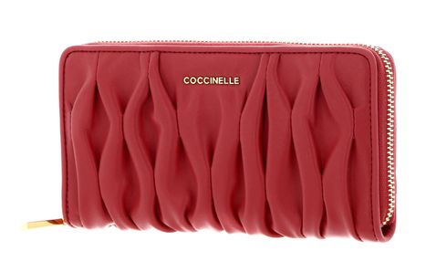 COCCINELLE Metallic Goodie Wallet Smooth Calf Leather Soft Cranberry