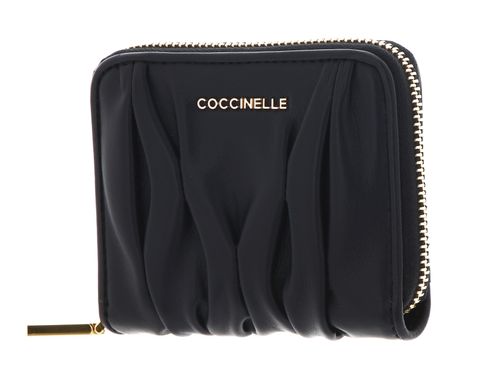 COCCINELLE Metallic Goodie Wallet Smooth Calf Leather Soft Noir