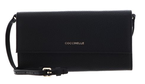 COCCINELLE Metallic Soft Mini Bag Wallet Grained Leather Noir